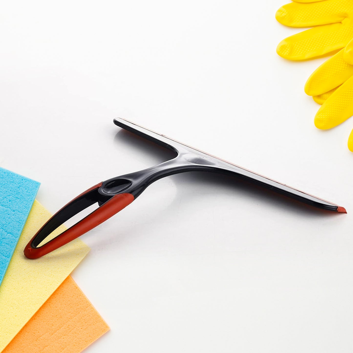 Multicolor Wukusy plastic kitchen wiper with silicone head, ideal for kitchen surfaces, windows, glass, and car windshields.