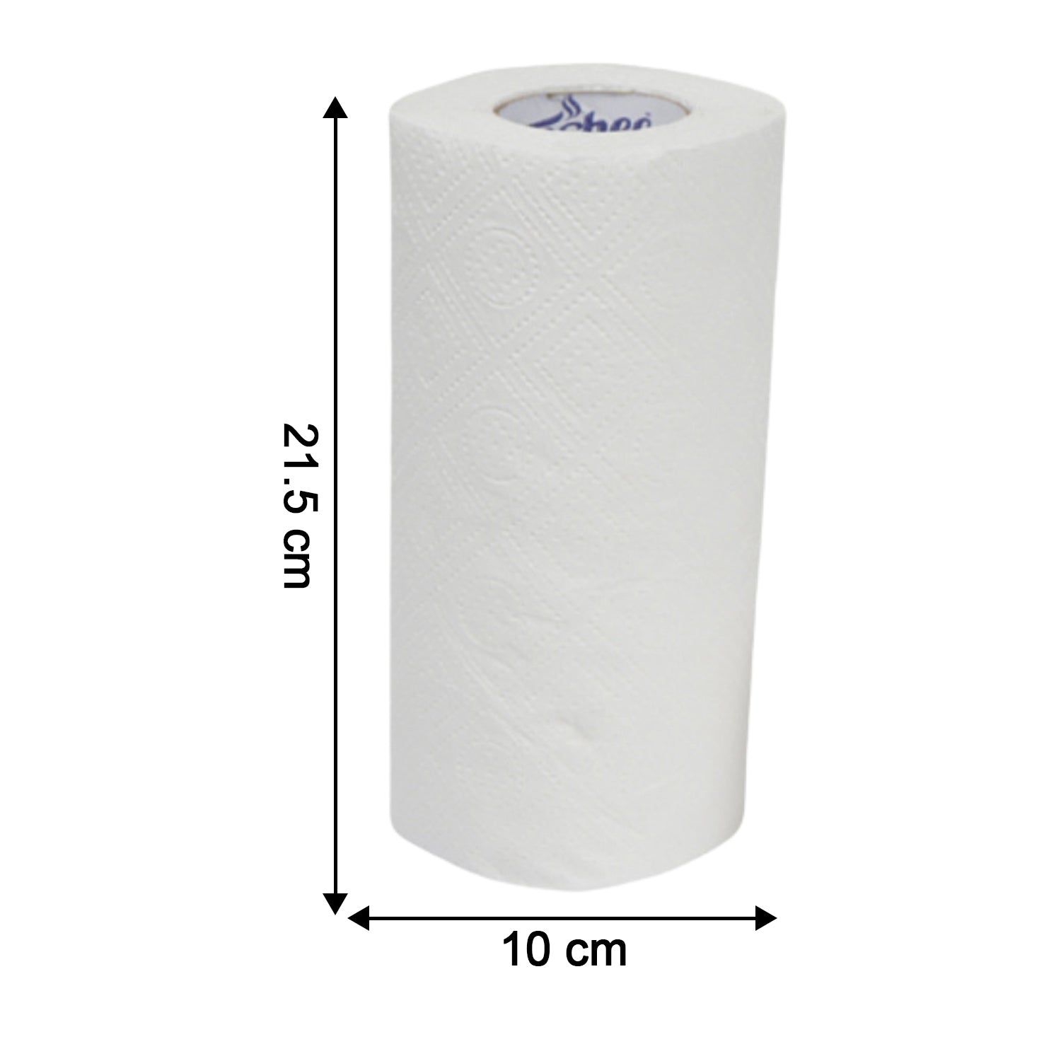 Wukusy Freshee kitchen paper towel roll with 60 sheets, 21.5 x 22 cm, showing a neatly rolled paper towel in a kitchen setting.