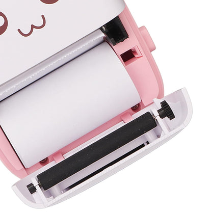 Wukusy 8838 Pocket Mini Printer mobile Bluetooth thermal printer with thermal paper roll, shown printing a photo via smartphone.