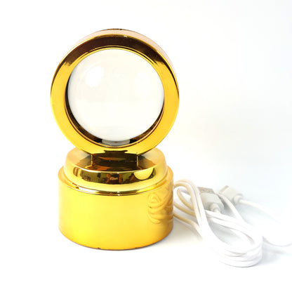 Wukusy Radhe Krishna crystal ball night light for office decor, featuring a detailed Krishna figure illuminated inside the glass sphere