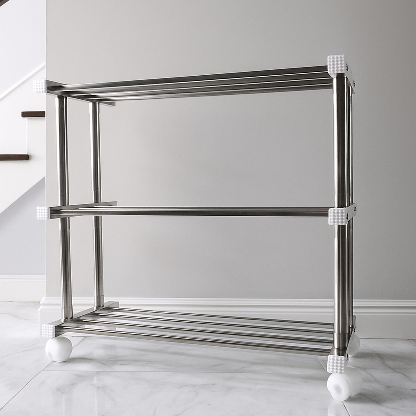 Wukusy Supermom stainless steel multipurpose shoe storage rack with multiple shelves for organized home footwear storage