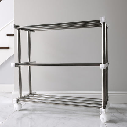 Wukusy Supermom stainless steel multipurpose shoe storage rack with multiple shelves for organized home footwear storage