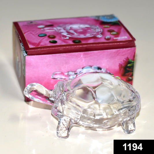 Wukusy crystal glass turtle figurine designed for Feng Shui and Vastu, featuring a detailed turtle shape with a clear, polished glass finish.