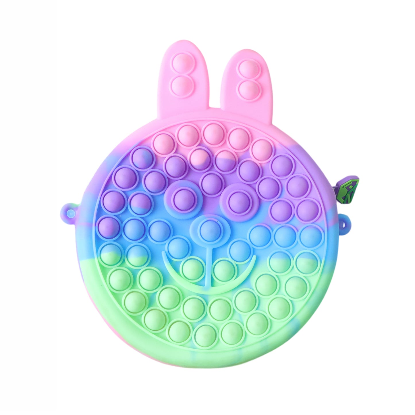 Cute caterpillar-shaped silicone pencil pouch with pop it bubbles, in bright colors, by Wukusy for fun school organization.
