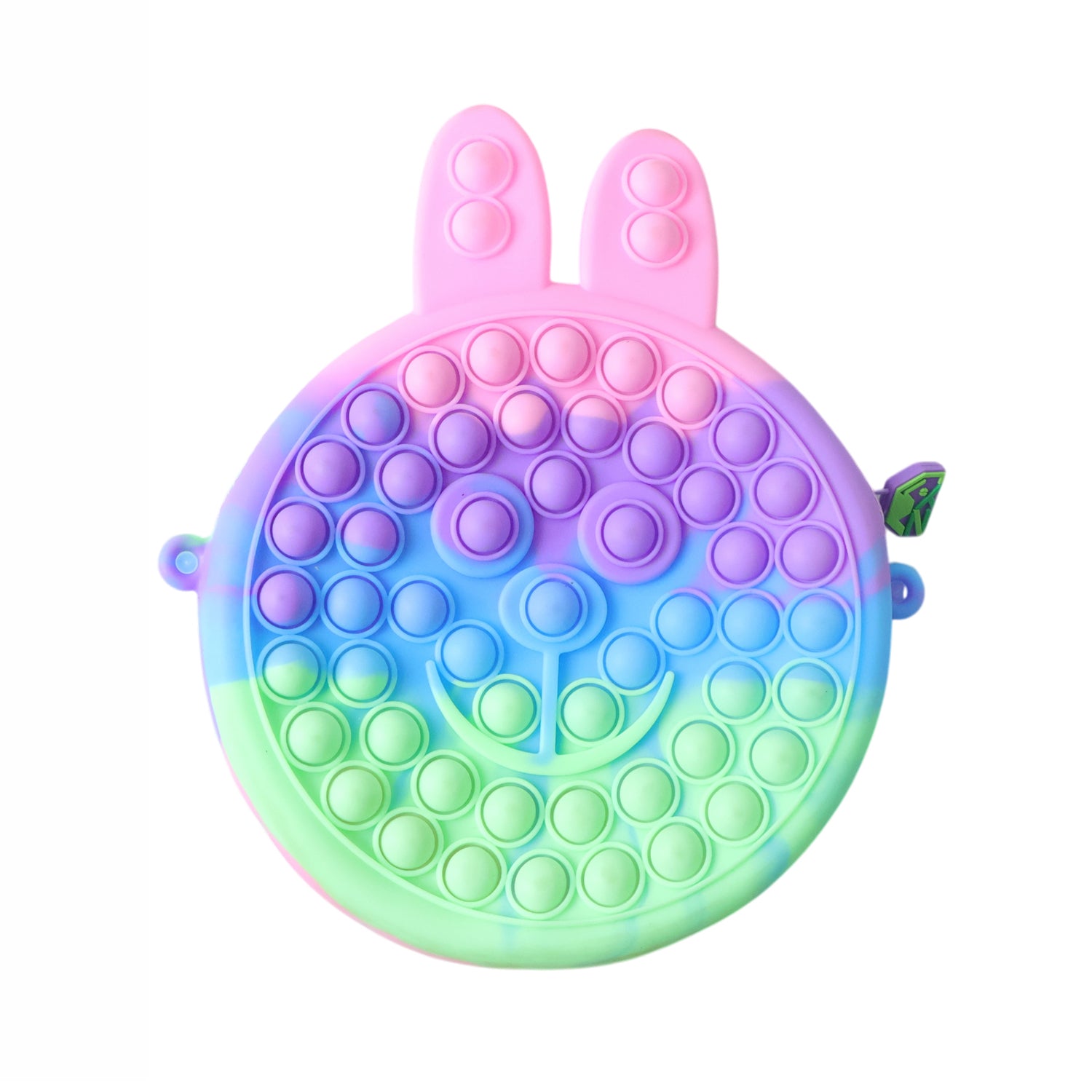 Cute caterpillar-shaped silicone pencil pouch with pop it bubbles, in bright colors, by Wukusy for fun school organization.