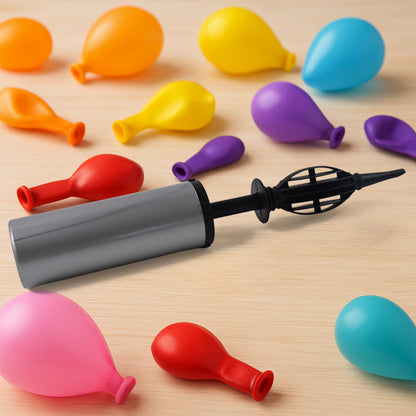 Wukusy hand balloon pump, 24 cm, single unit, compact plastic pump for inflating balloons, shown on a white background.
