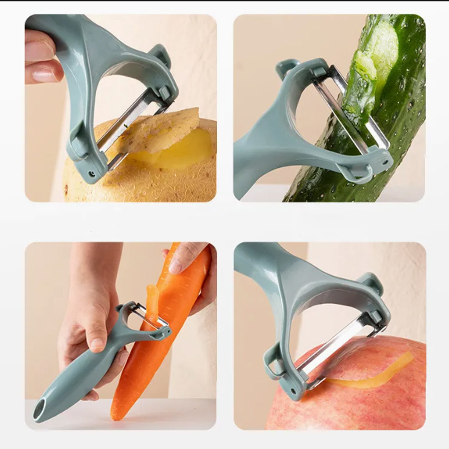 Wukusy multi-function vegetable cutter and grater set with various blades for slicing, grating, and chopping vegetables.