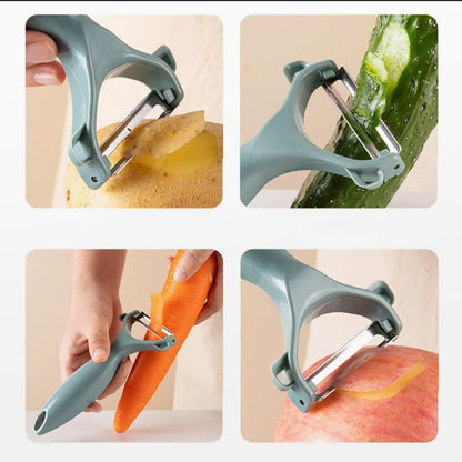 Wukusy multi-function vegetable cutter and grater set with various blades for slicing, grating, and chopping vegetables.