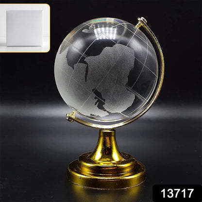 Crystal globe with world map, 50mm size on a golden stand, perfect for office decor by Wukusy.