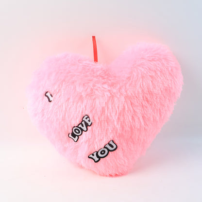 Wukusy soft plush heart-shaped cushion with "I Love You" embroidery, cozy home decor for comfort and decoration.