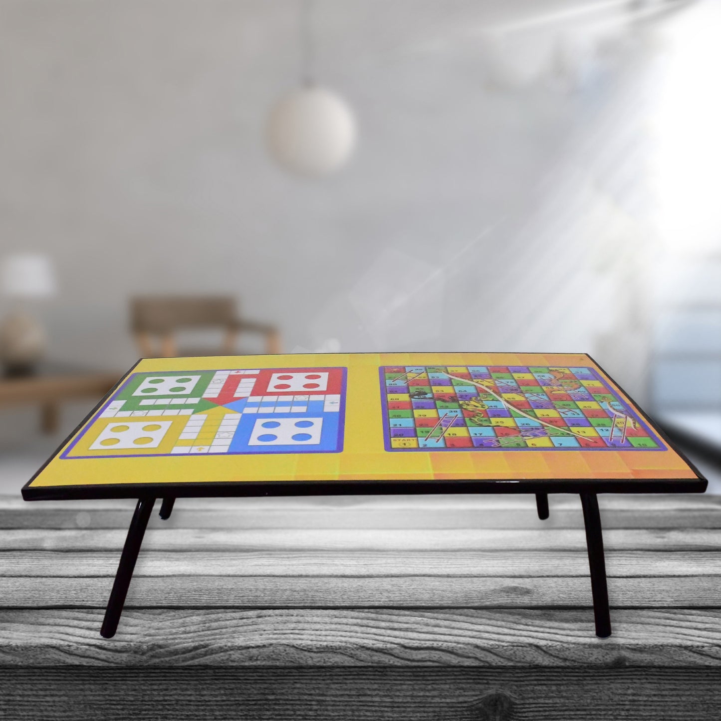 Wukusy foldable multipurpose office table with a mix design, 48x28 cm, suitable for study, gaming, or bedside use.