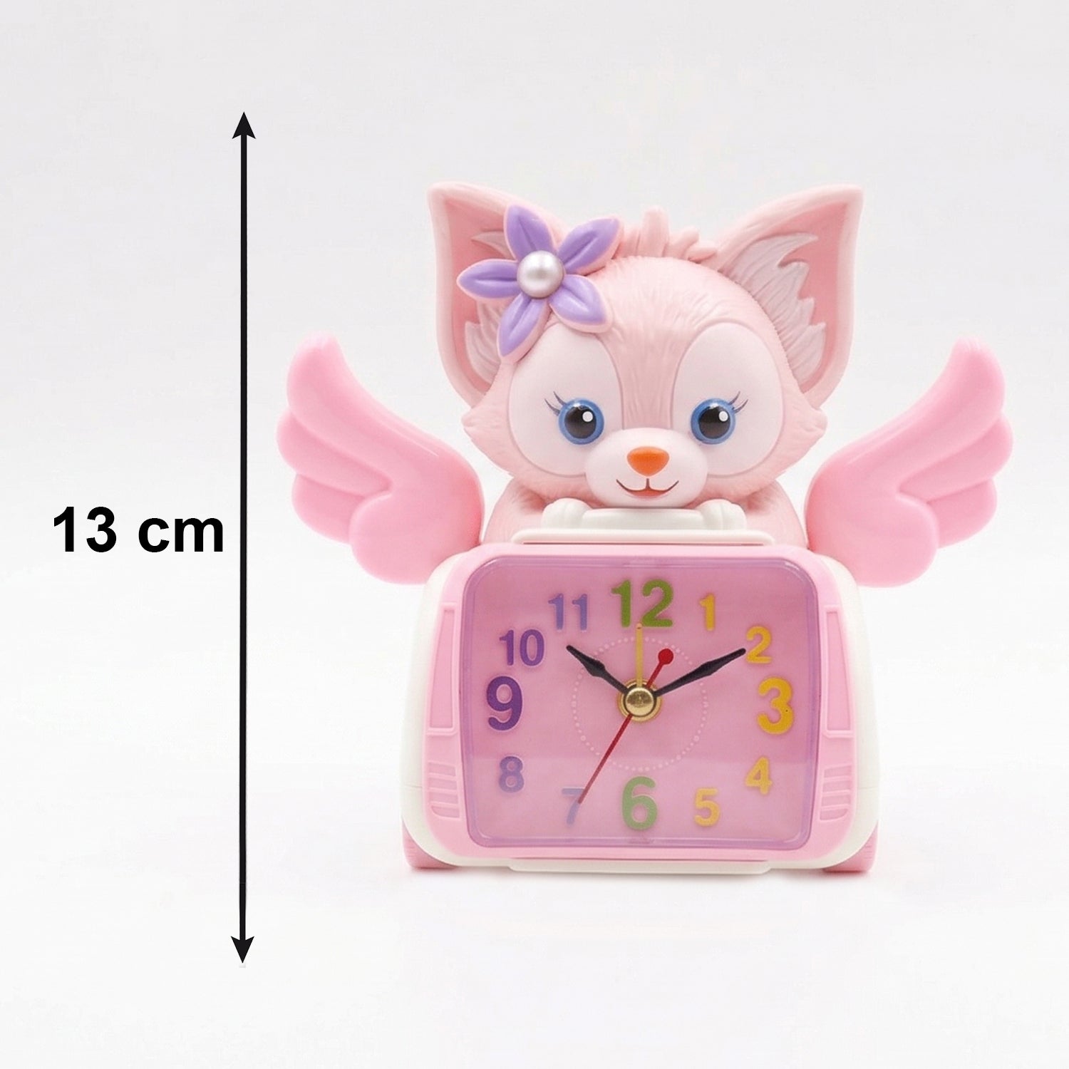 Wukusy angel cat kids alarm clock with cute angel wings and cat face design, bright display, perfect for children's bedroom decor.