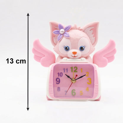 Wukusy angel cat kids alarm clock with cute angel wings and cat face design, bright display, perfect for children's bedroom decor.