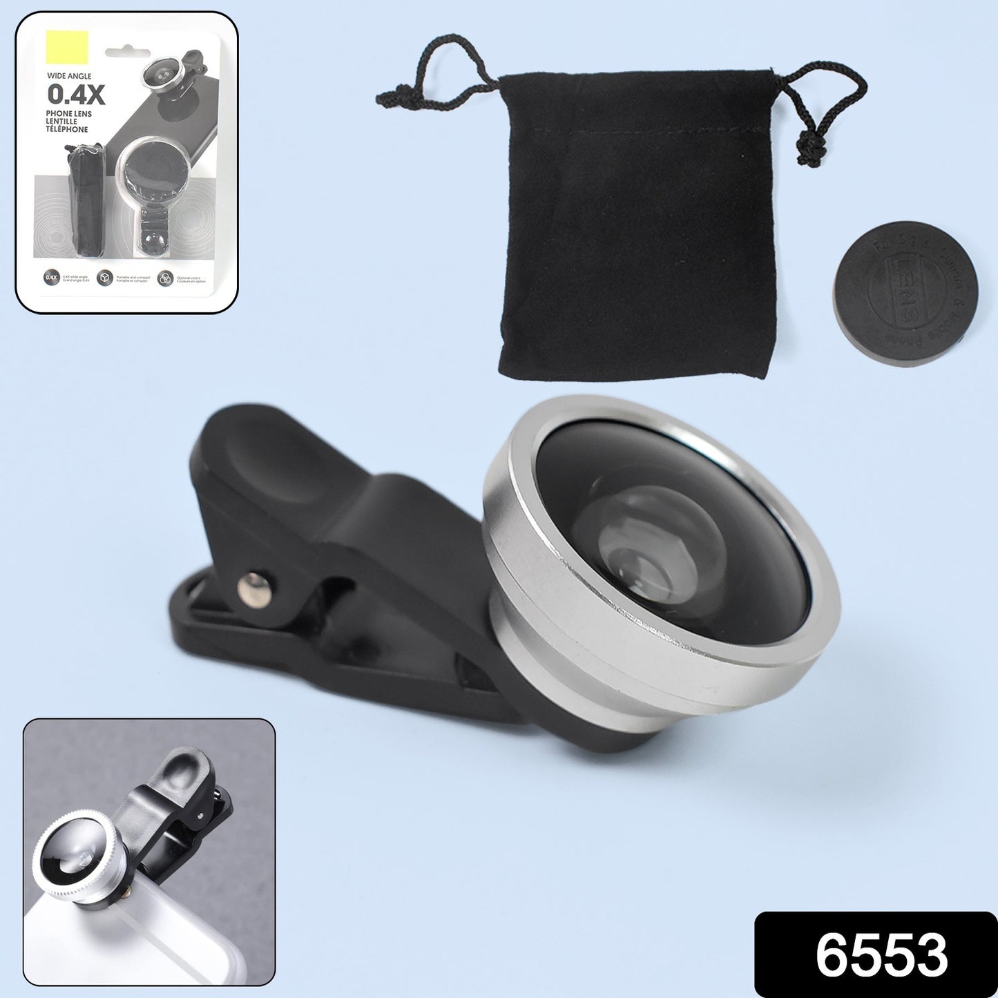Wukusy universal mobile camera lens for Android smartphones, ultra wide-angle external lens for enhanced photo capture.