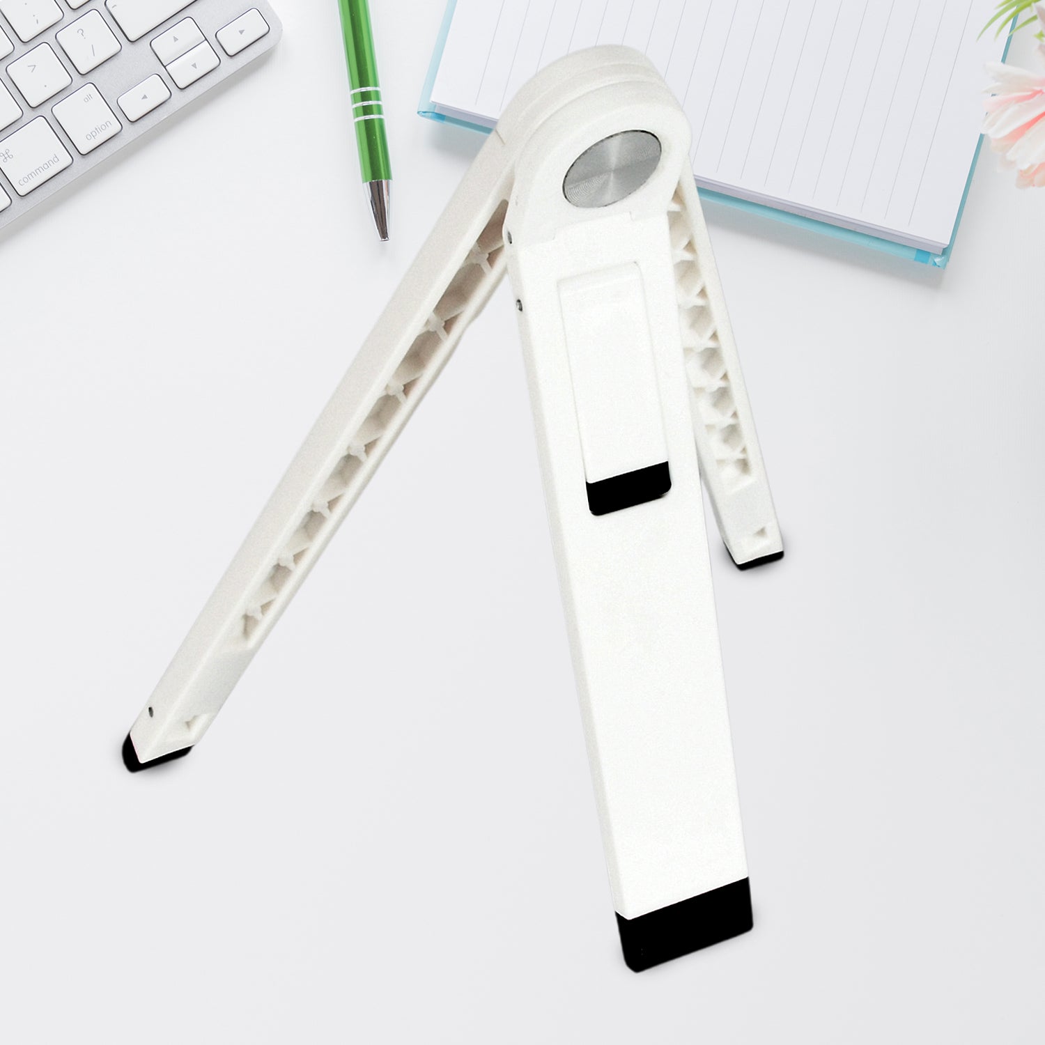 Wukusy adjustable foldable slim tablet stand for mobile devices, featuring a sturdy scaffold design for hands-free use.