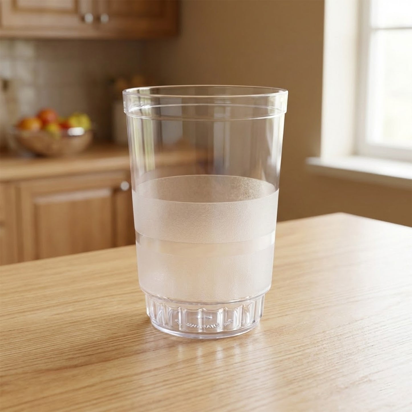 Set of three transparent Janta drinking glasses by Wukusy, 300ml capacity, showcasing clear glass design on a neutral background.