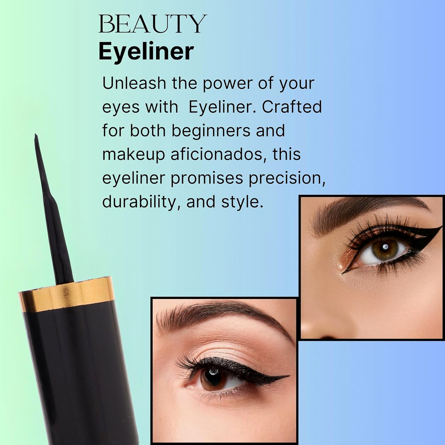 Wukusy Premium Color Cat Get Feel waterproof eyeliner in black, 8 ml, showcasing the sleek pencil with vibrant color for precise application.