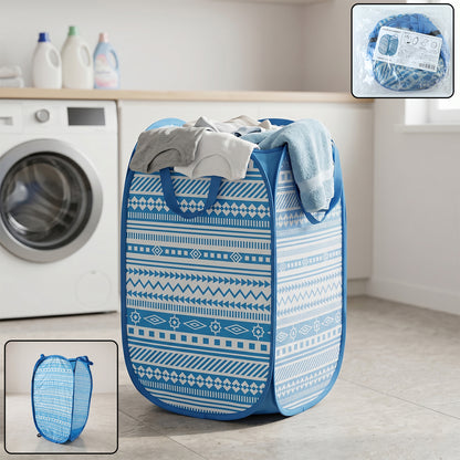 Foldable Wukusy laundry basket made of mesh fabric, 52x30x30cm, with handles for easy storage and transport.