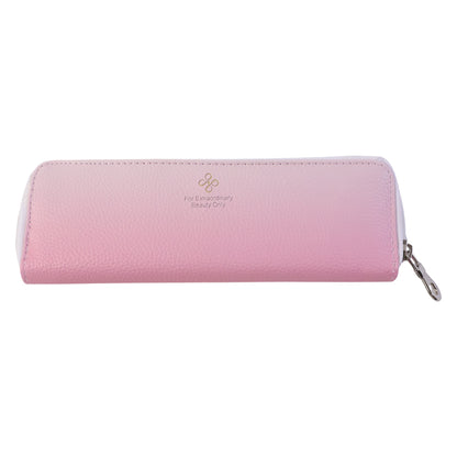 Wukusy premium makeup brush storage pouch with zip closure, showcasing a sleek, black fabric design for organizing cosmetic brushes.