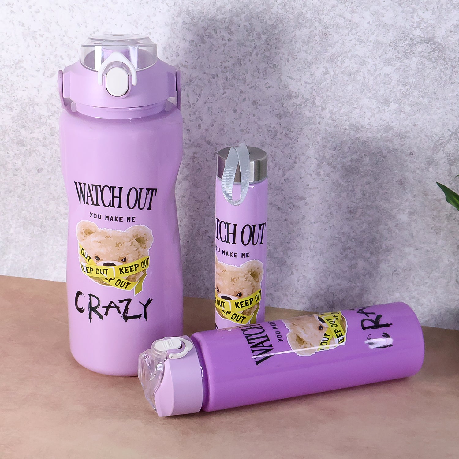 Set of Wukusy premium water bottles in 2000ml, 900ml, and 300ml sizes, made for home improvement and hydration.