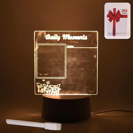 Wukusy Creative Visualization Lamp heart-shaped 3D acrylic decorative lamp for home or office, erasable board for notes and drawings.