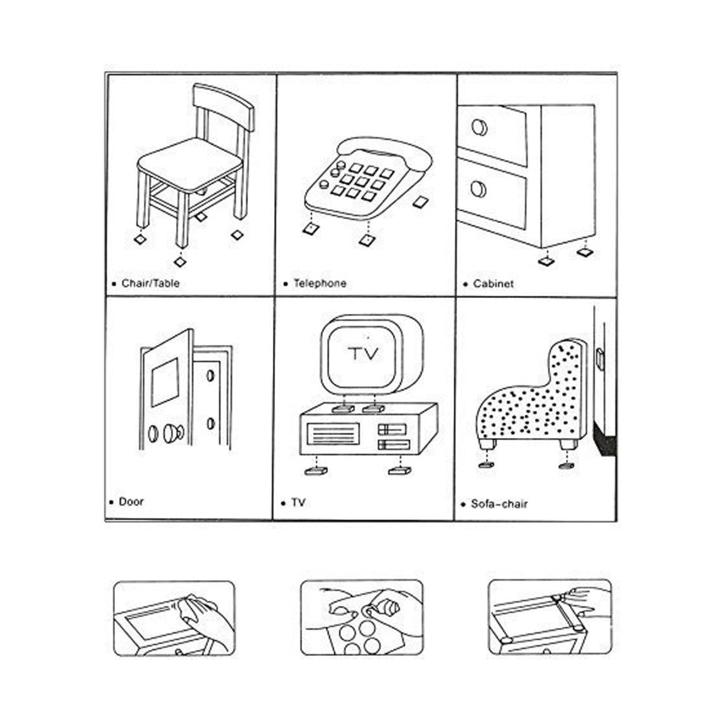 Set of 28 Wukusy rubber furniture pads with self-sticking non-slip design for noise reduction and furniture protection.