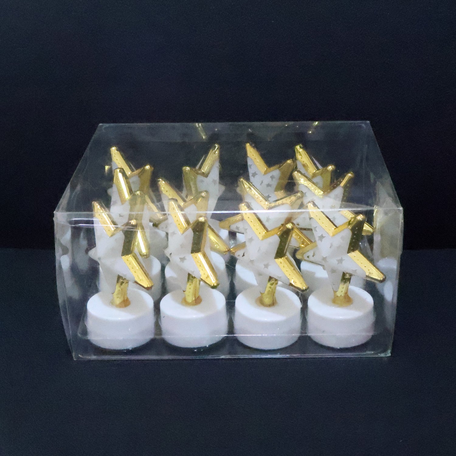 Set of 12 Wukusy decorative star-shaped flameless LED candles for home decor, glowing with warm light and safe for any space.
