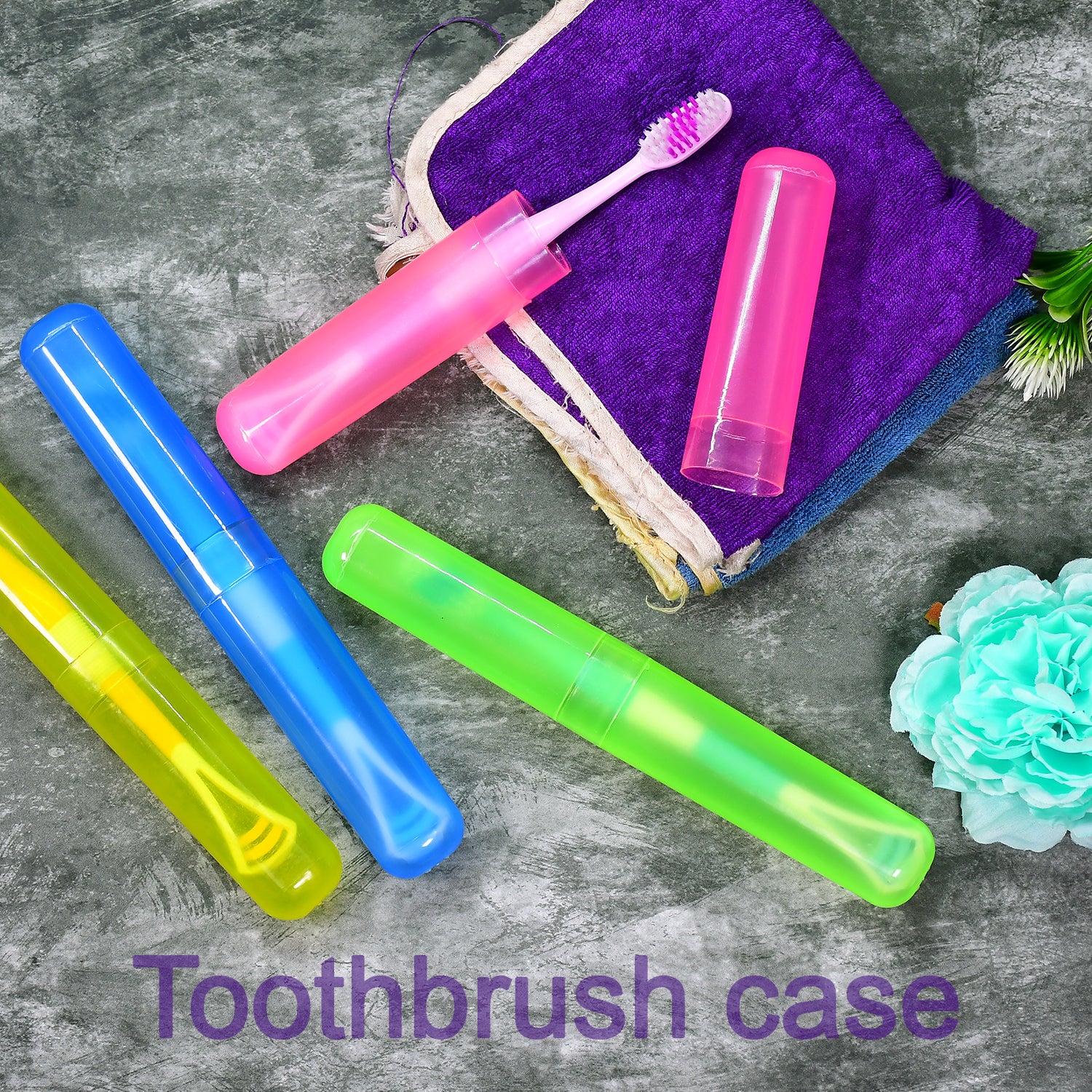 Wukusy 4-pack plastic toothbrush covers with anti-bacterial design, ideal for travel and home toothbrush storage.