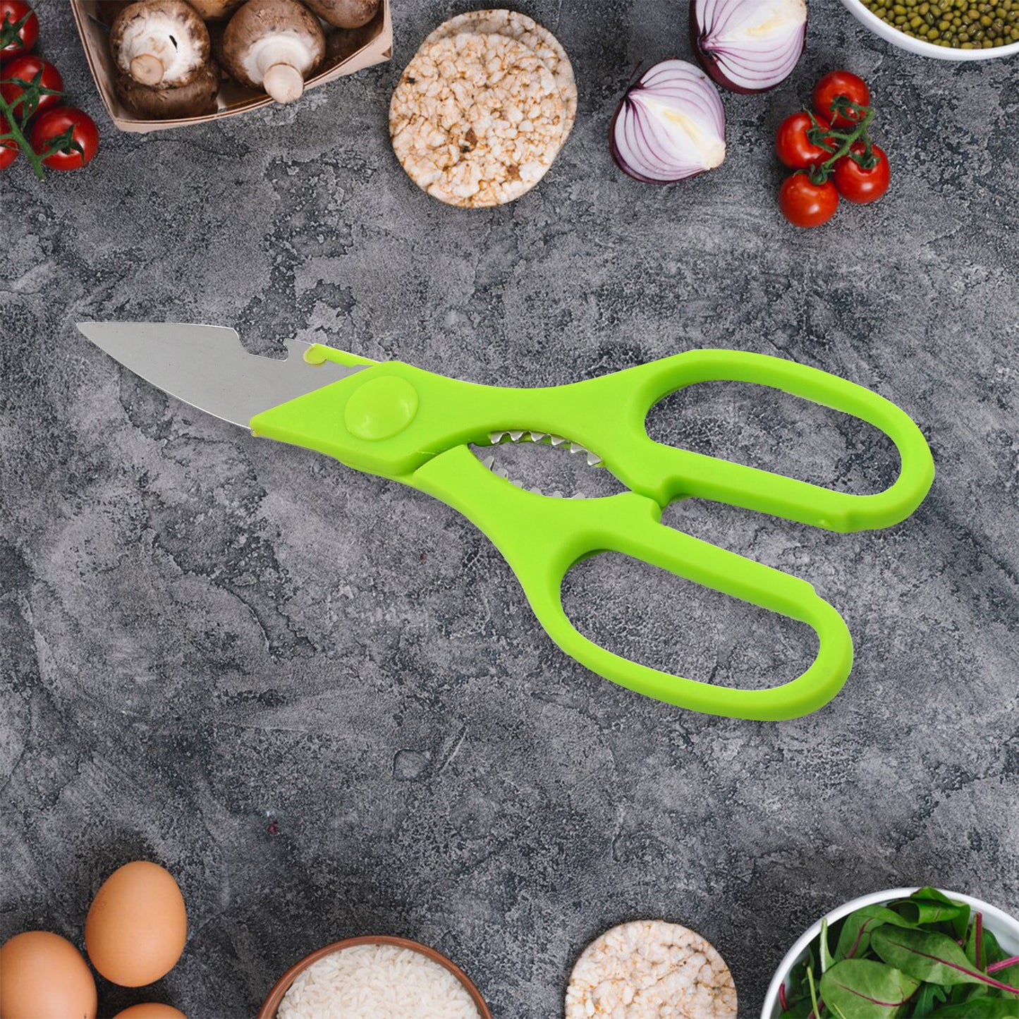 Wukusy 9142 multifunction kitchen tools set with stainless steel knife and plastic scissors, ideal for home and kitchen use