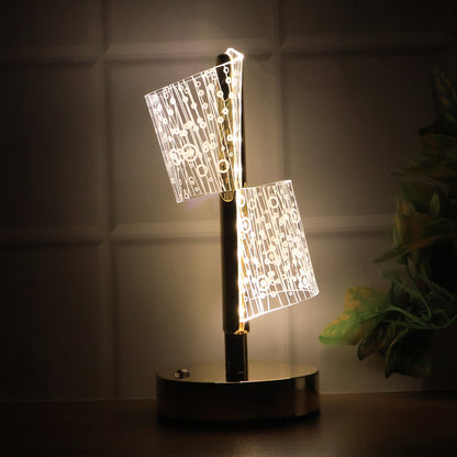 Wukusy luxury crystal LED double shade table lamp for home decor, featuring elegant crystal accents and warm lighting.