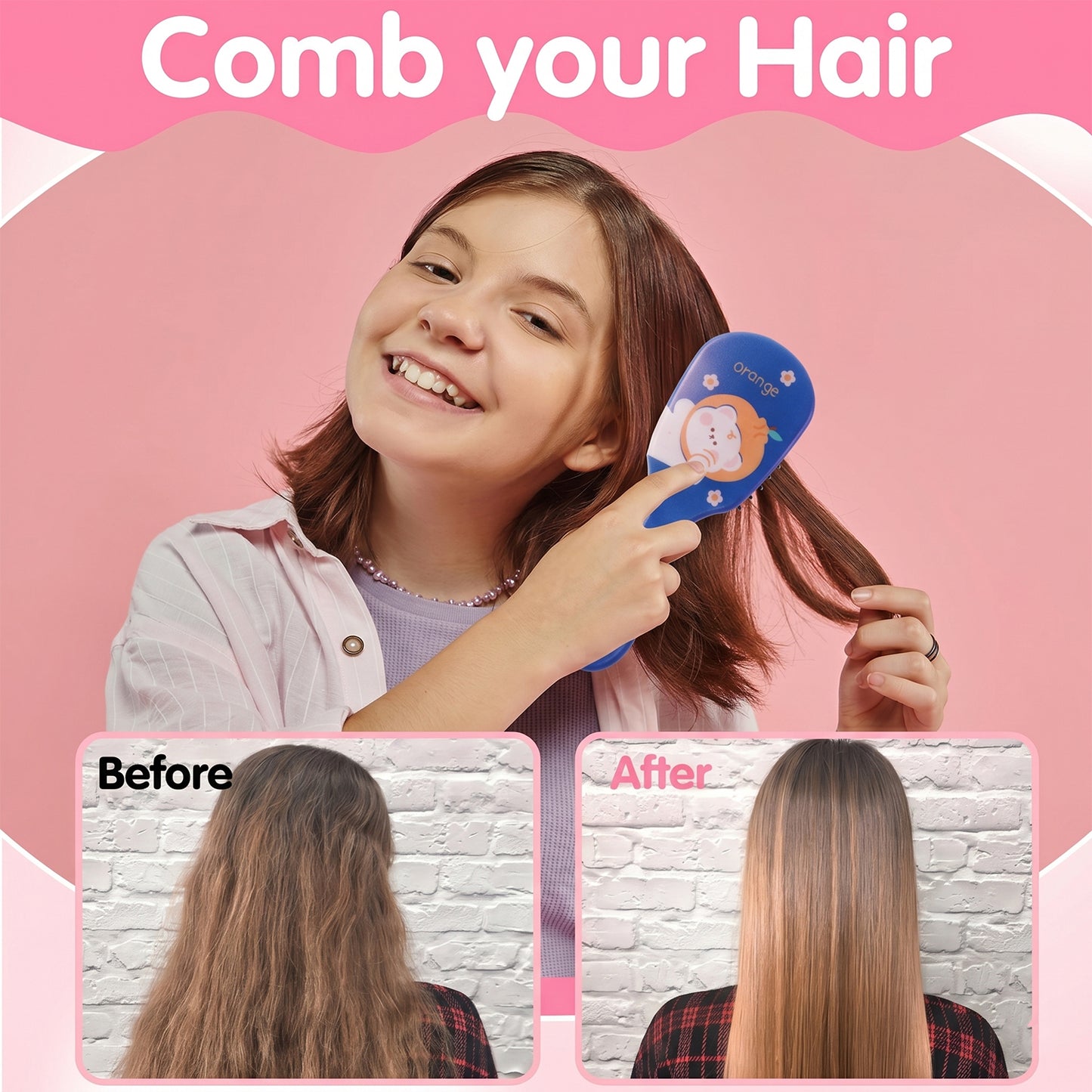Colorful mix design kids hair comb by Wukusy with multiple playful patterns, perfect for children's hair grooming.