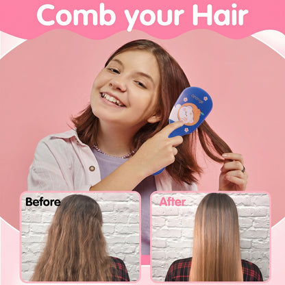 Colorful mix design kids hair comb by Wukusy with multiple playful patterns, perfect for children's hair grooming.