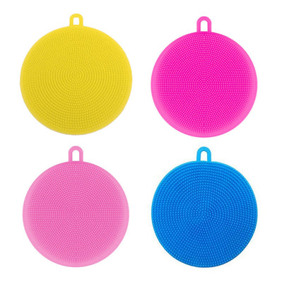 Wukusy silicone dish scrubber sponge in mixed colors, mildew-free and non-stick, ideal for cleaning dishes in home and kitchen use