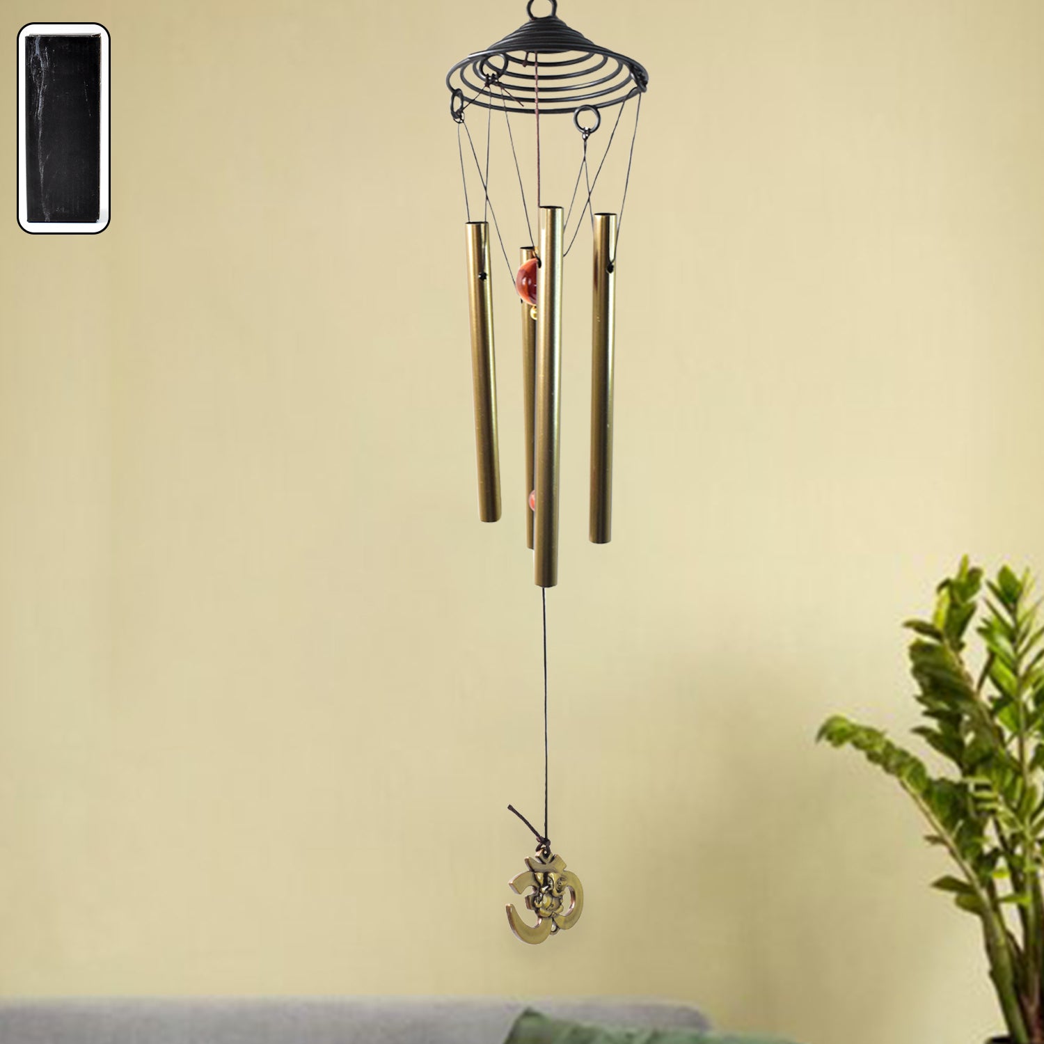 Wukusy outdoor hanging dragonfly wind chime with metal tubes and decorative dragonfly, ideal for garden or patio decor.