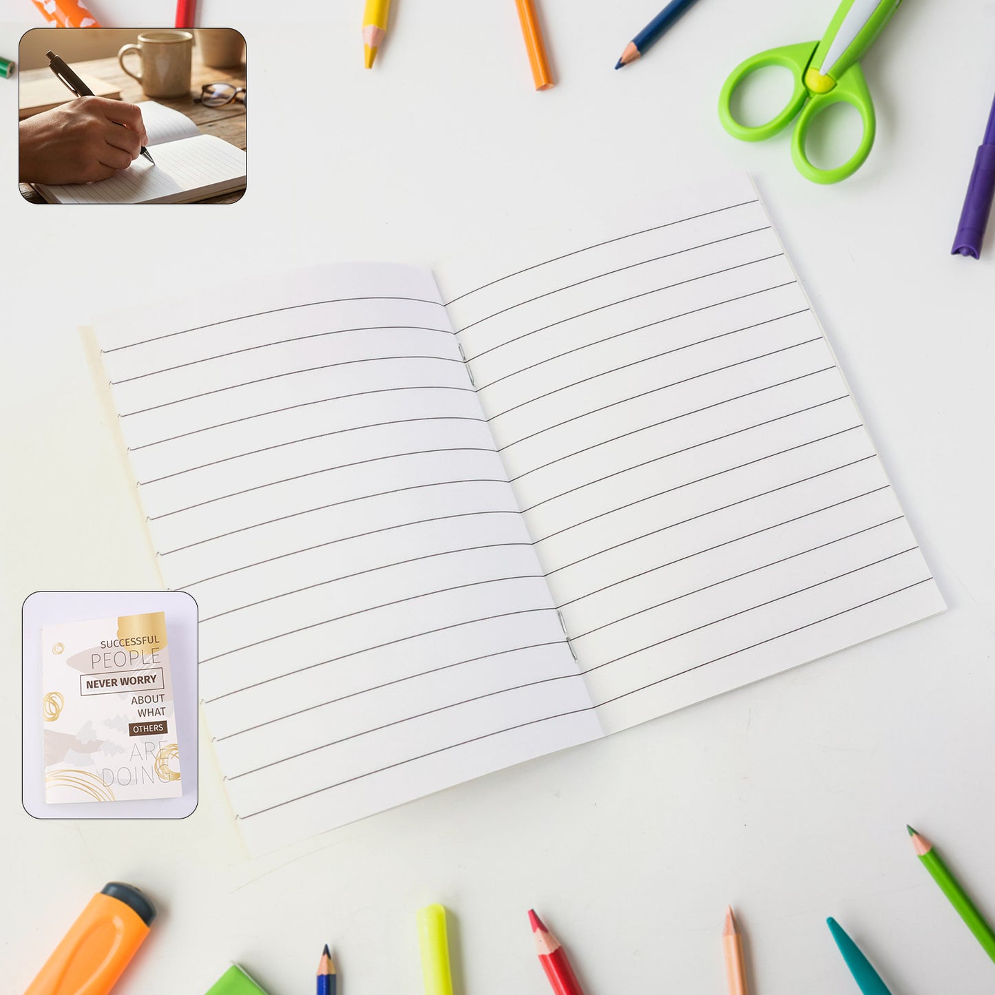 Wukusy compact ruled notebook with 120x85mm pages, featuring lined paper and a sturdy cover for note-taking and journaling.
