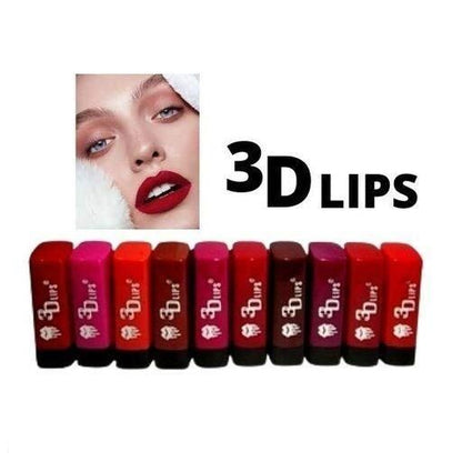 Set of 10 Drpshippr 3D Lips Lipsticks in various shades, perfect for beauty and personal care collection.