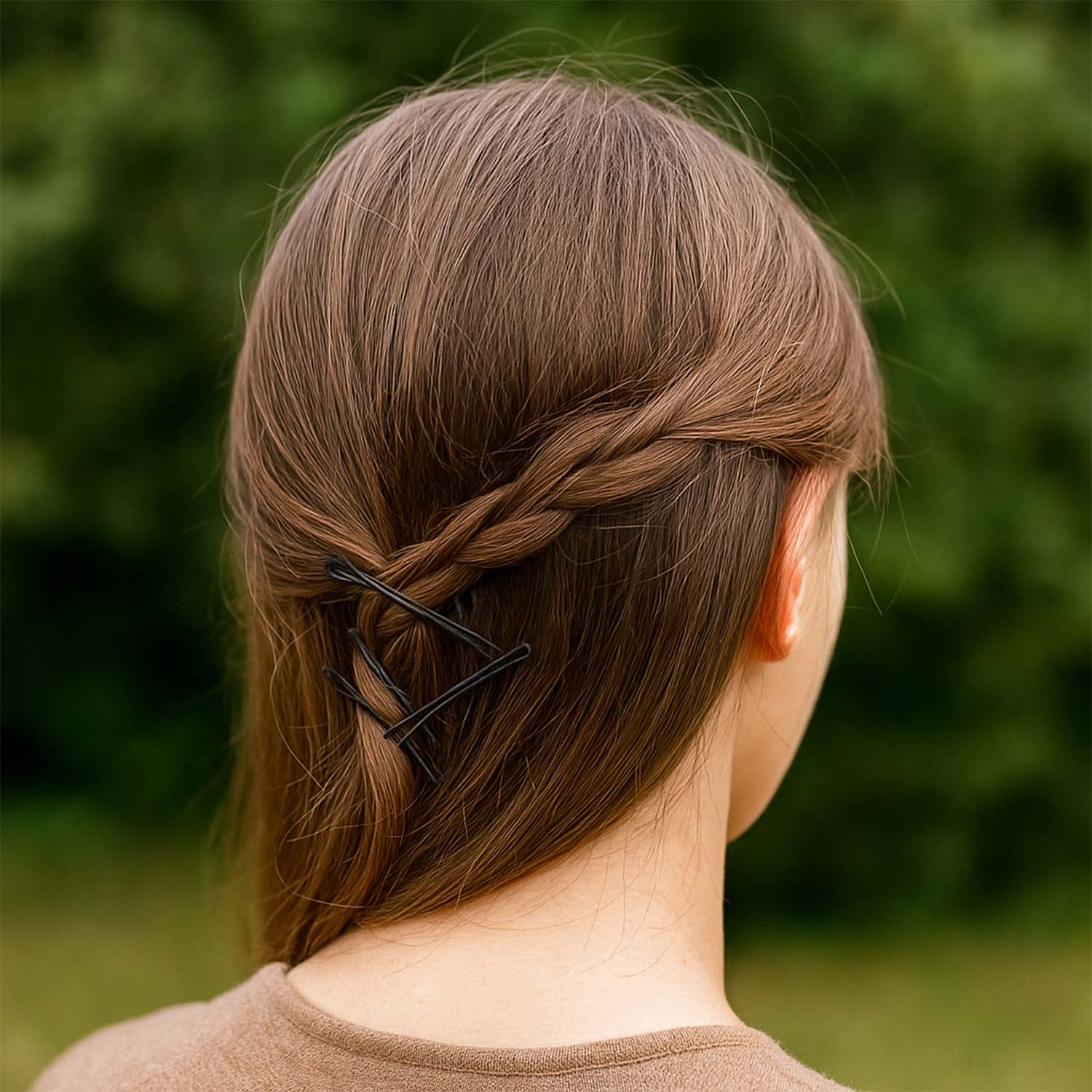 Set of 24 black Wukusy hair bobby pins with a sleek, strong metal design for securing hair in place.