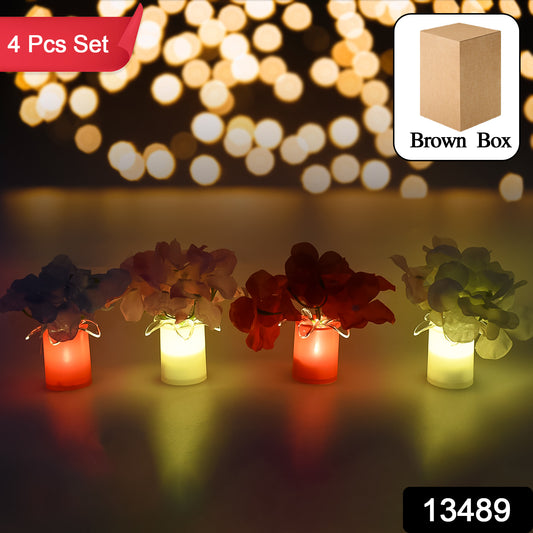 Set of four Wukusy LED mood lights for bedroom interior decor, colorful ambient lighting for home decoration.