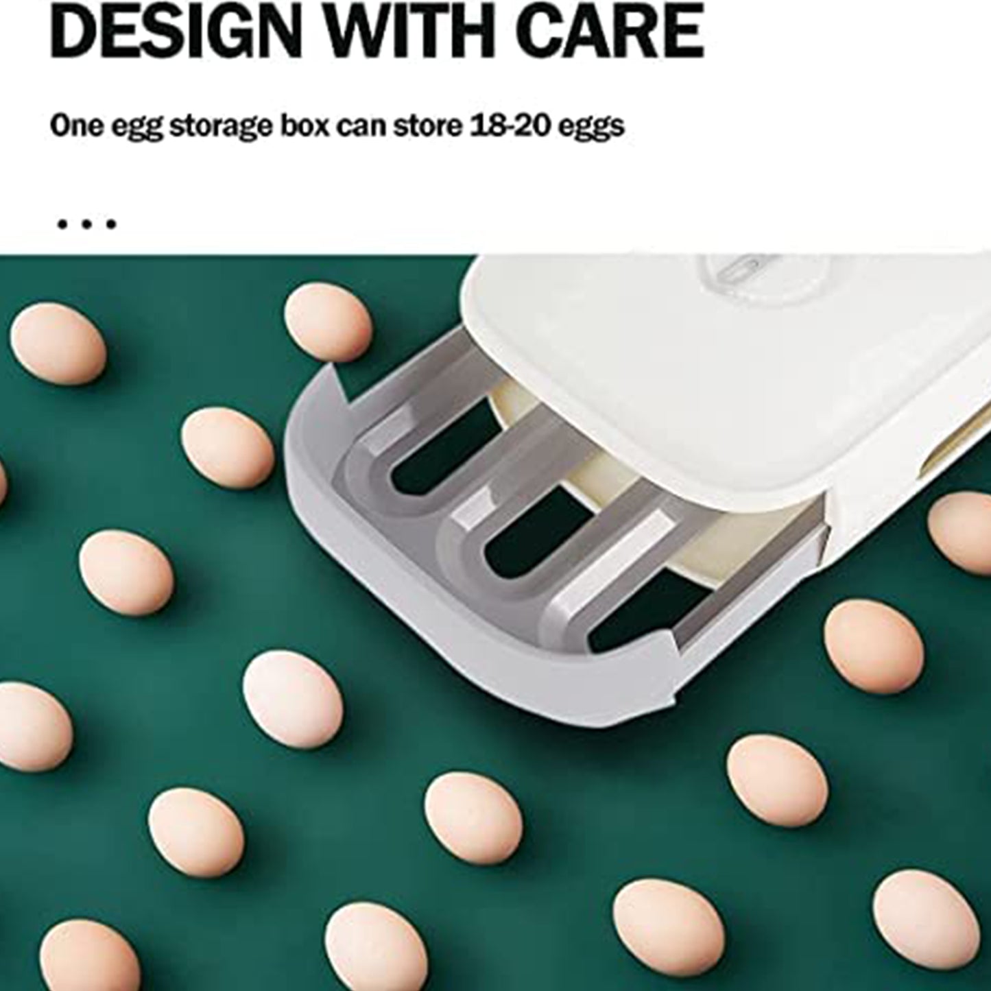 Wukusy plastic egg storage box with covered lid, refrigerator egg organizer, and egg tray for pantry and household use.