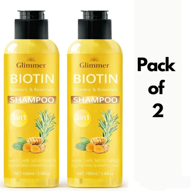 Drpshippr turmeric and rosemary shampoo pack of 2, natural hair care bottles with labels, suitable for nourishing hair.