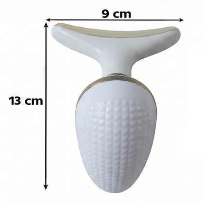 Wukusy electric neck and face massager device for lifting and firming skin, shown in a close-up view demonstrating its design.
