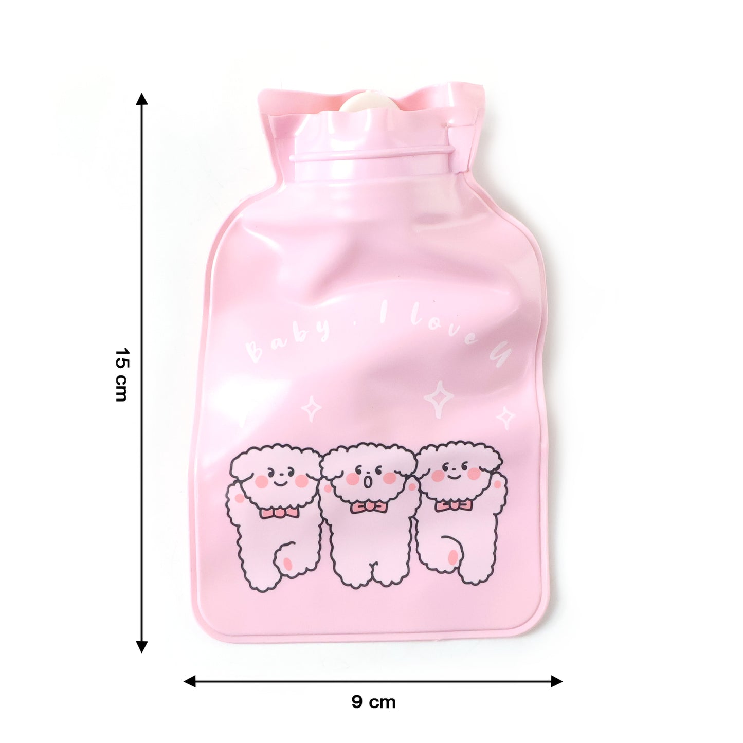 Wukusy cute printed mini hot and cold water bag, 15x9 cm, with colorful design, shown in a close-up image.