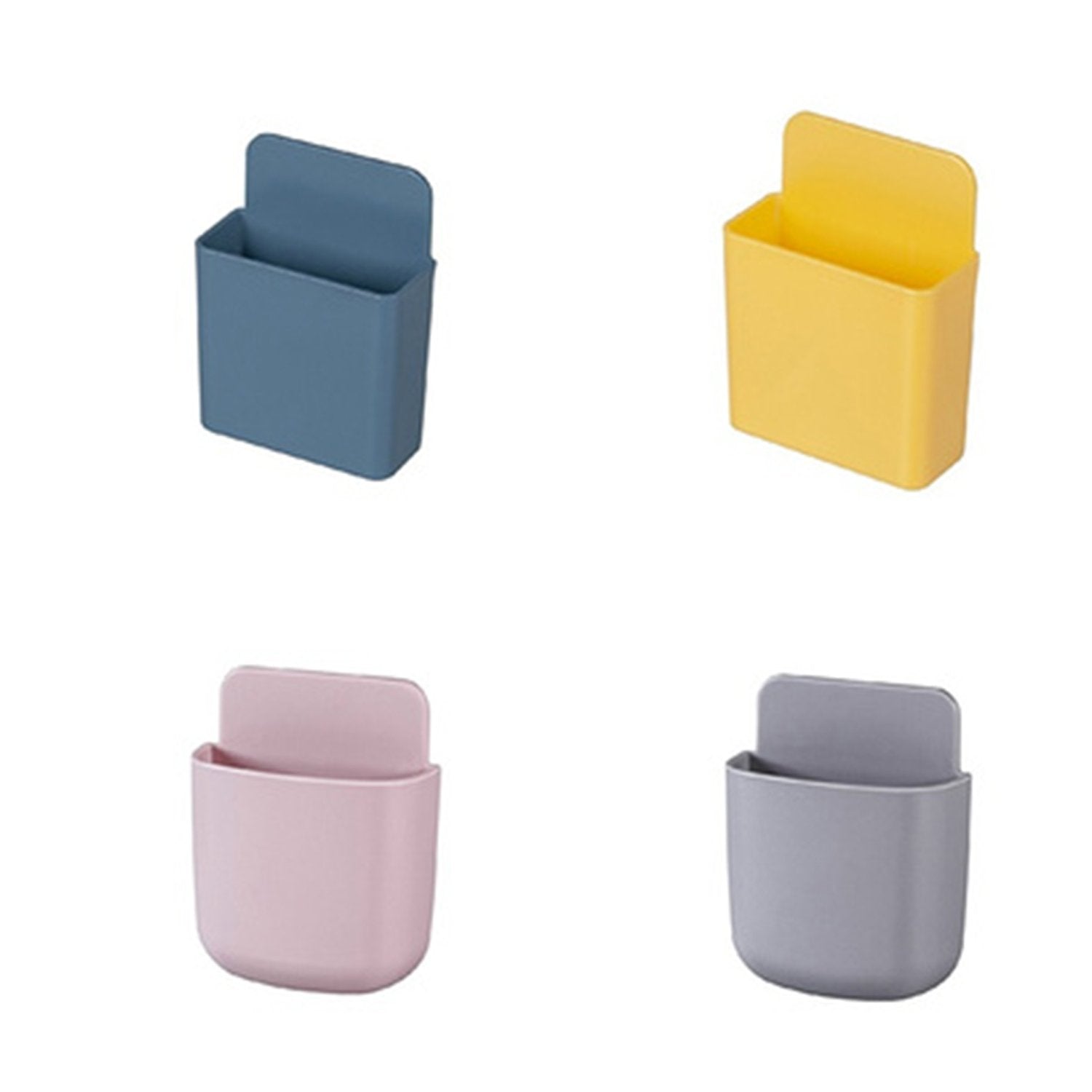 Set of four Wukusy wall-mounted storage cases with mobile phone charging ports, featuring plug holders for organized device charging.