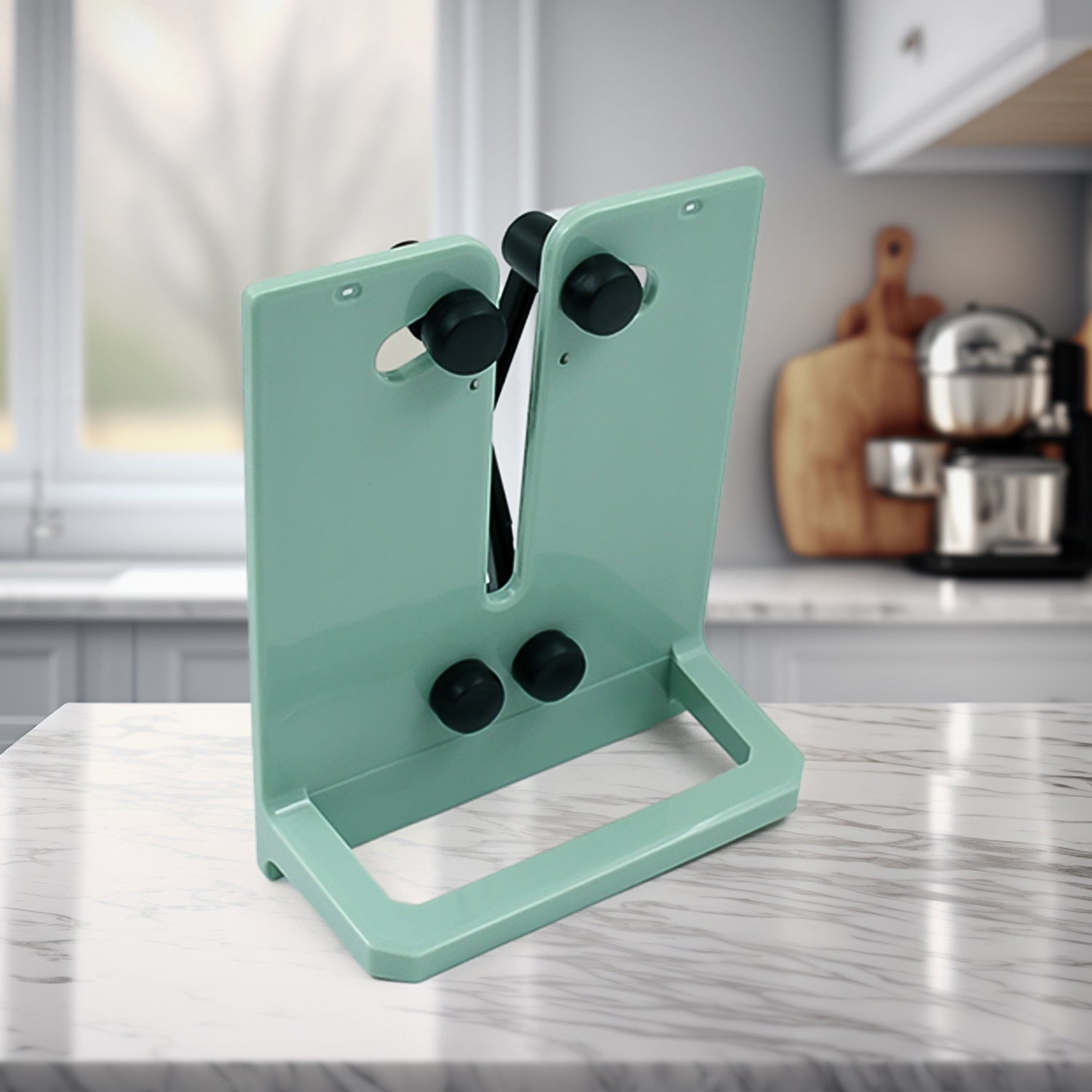 Wukusy Creative Kitchen Knife Sharpener, compact kitchen tool with sharpening slots for easy blade maintenance.