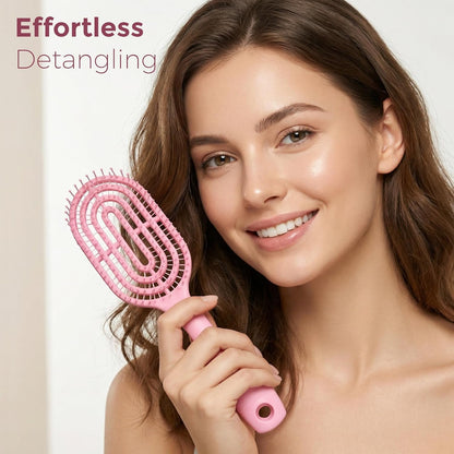 Wukusy curved vented styling massage hair brush with detangling comb for men and women, featuring ergonomic design and vented structure.