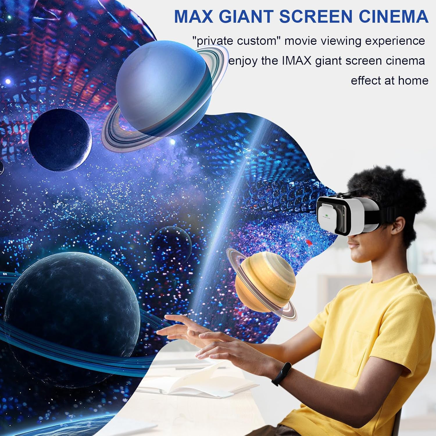 Wukusy VR Shinecon virtual reality headset for mobile devices, featuring adjustable head straps and integrated lenses.