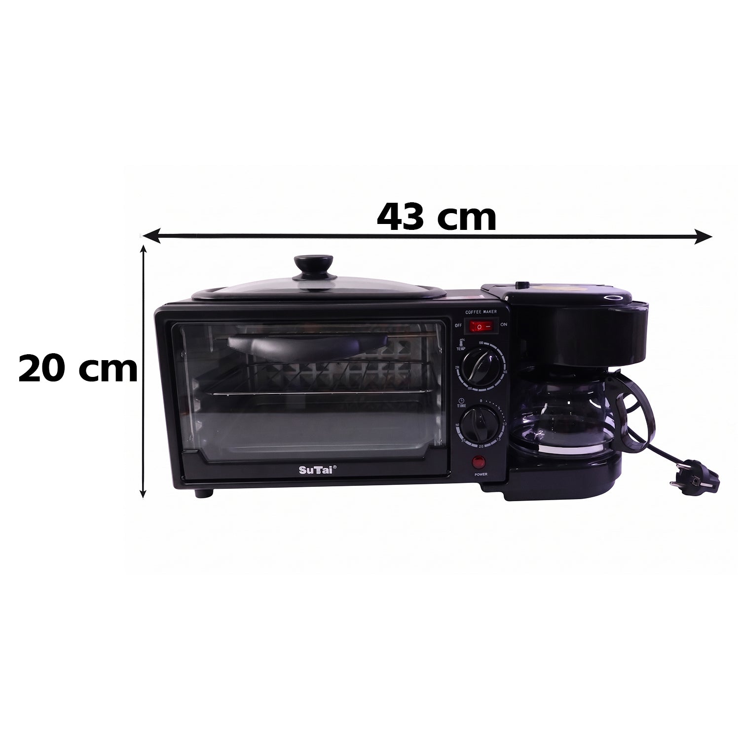 Wukusy Suta 3-in-1 breakfast maker, compact kitchen multi-functional appliance with toaster, coffee brewer, and egg cooker.