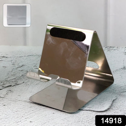 Wukusy stainless steel universal mobile and tablet stand holder showing adjustable grip for smartphones and tablets.