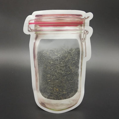 Wukusy 500ml reusable plastic food storage mason jar with airtight zipper seal for kitchen organization and freshness.