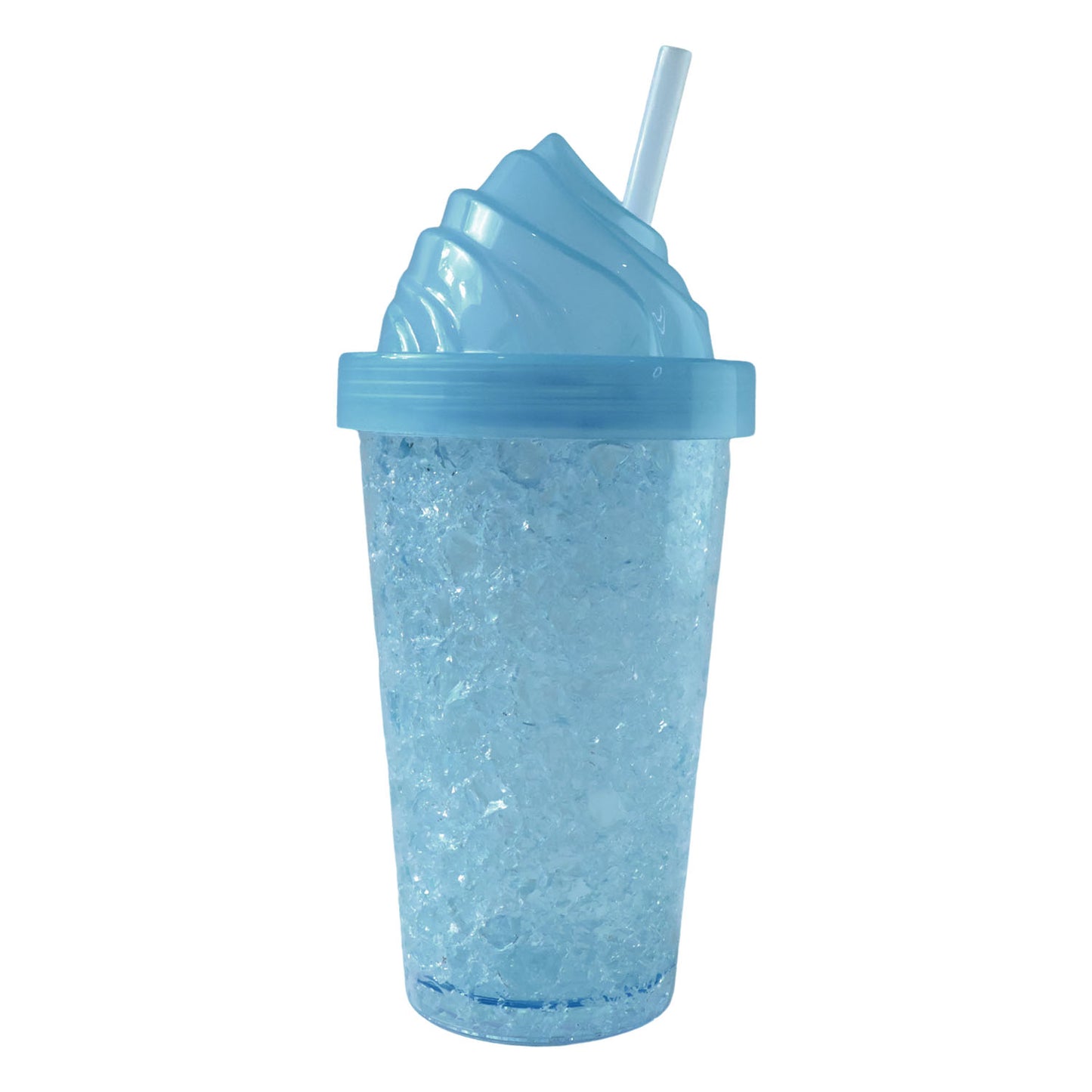 Wukusy cute ice cream swirl design tumbler sipper bottle, 500ml, featuring colorful ice cream pattern on a transparent plastic bottle